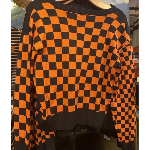 Disney Parks Halloween 2024 Sweater‎ Cardigan medium Scared Mickey Checke… - Picture 3 of 3